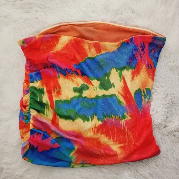 NEW Ser.O.Ya by Retrofete June Stretch Strapless Tube Top in Abstract Palm - Picture 8 of 9